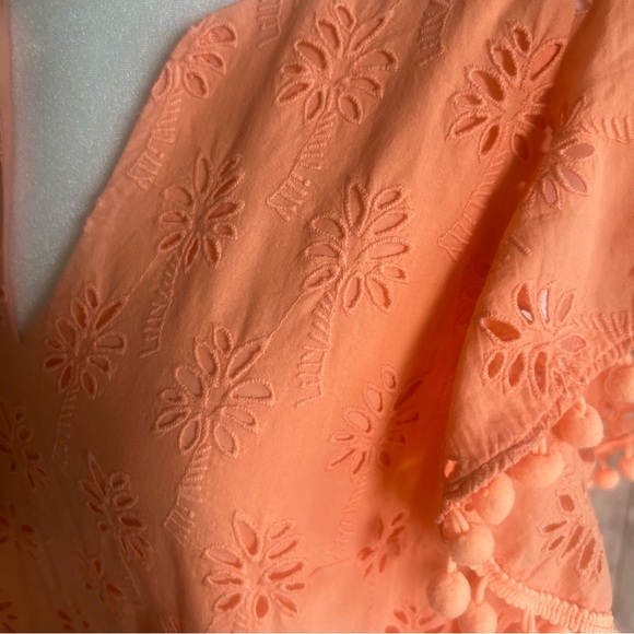 Lilly Pulitzer Orange Flutter Sleeve Eyelet Blouse Small - Picture 3 of 5